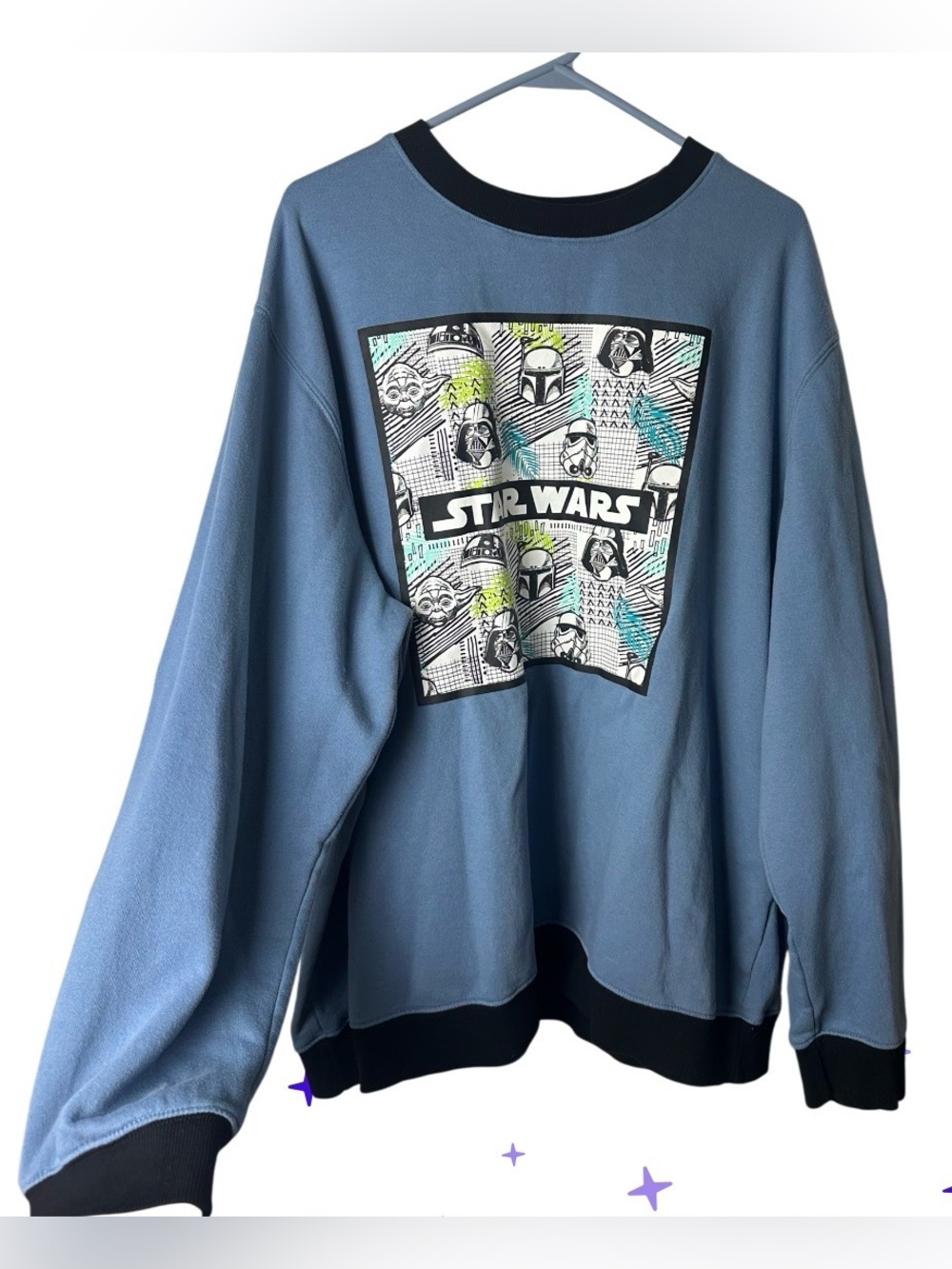 Star Wars Light Blue and Black Crewneck Sweatshirt